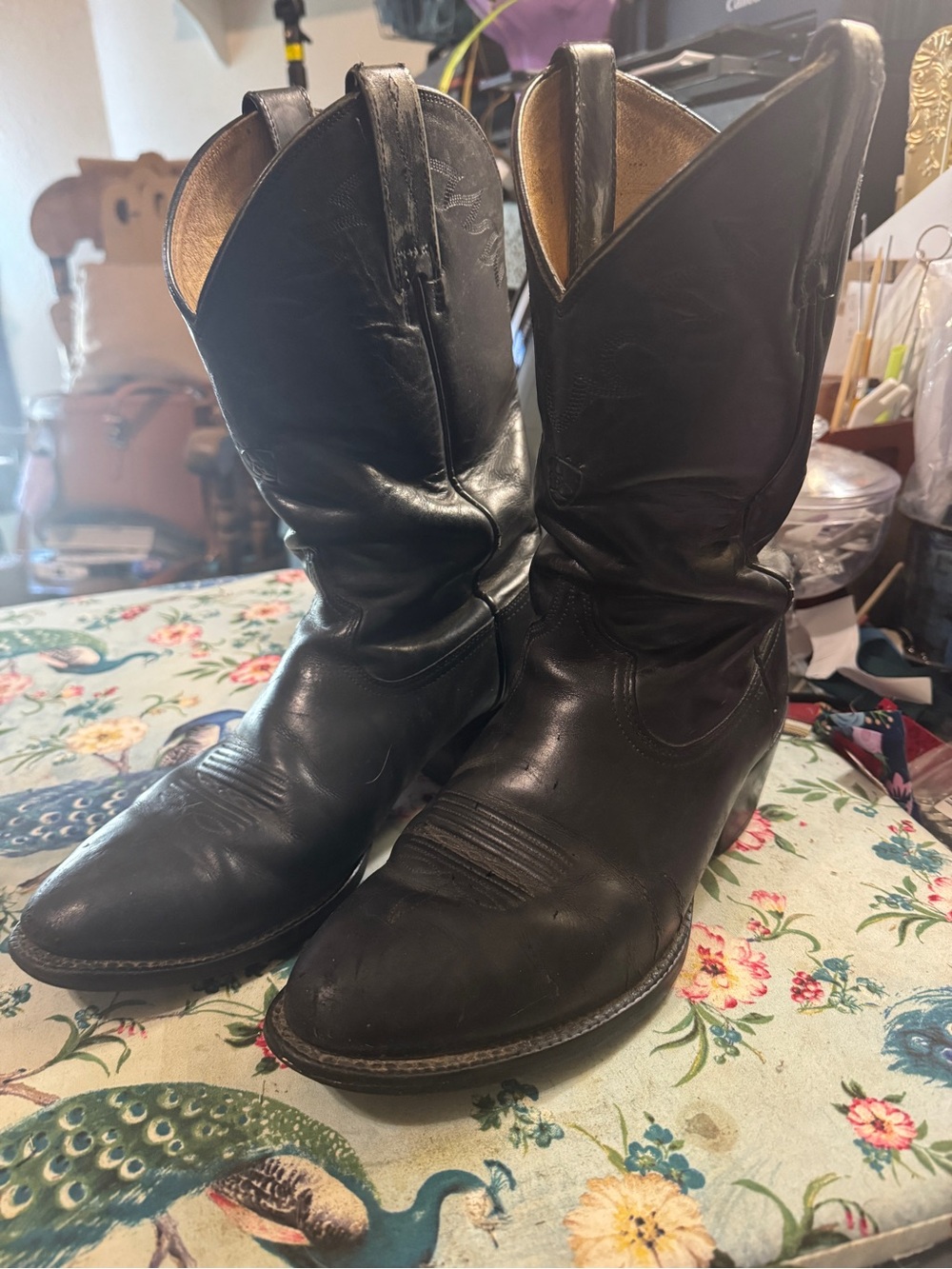 Ariat Black Leather Western Cowboy Boots